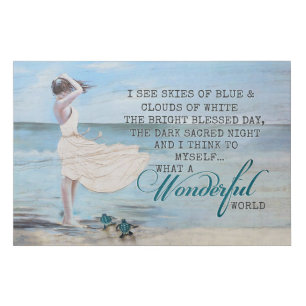 Turtles What A Wonderful World Motivational Faux Canvas Print