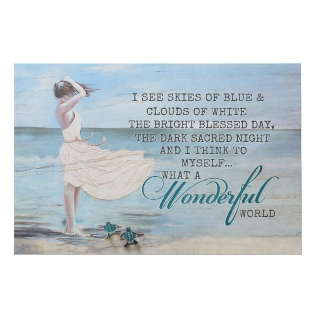 Turtles What A Wonderful World Motivational Faux Canvas Print (Front)
