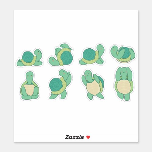 Turtles yoga character set sticker