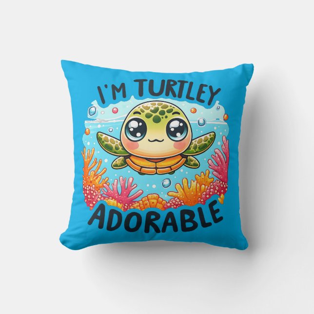 "Turtley Adorable" Throw Pillow (Front)