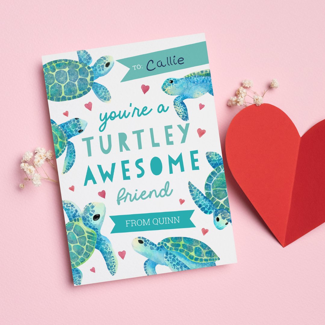 Turtley Awesome Classroom Valentines Day Card (Creator Uploaded)