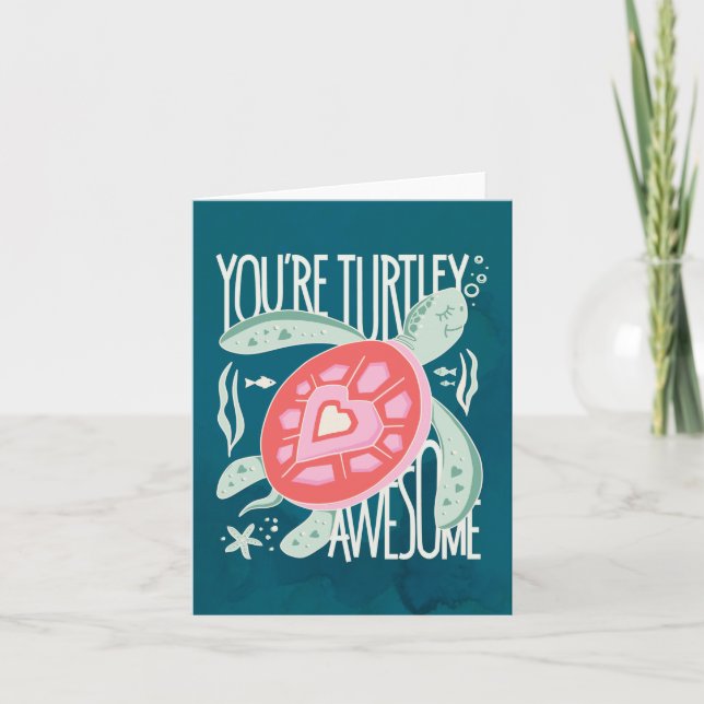 Turtley Awesome Folded Note Card (Front)