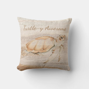 Turtley Awesome Sea Turtle Ocean Sea Animal Art Throw Pillow