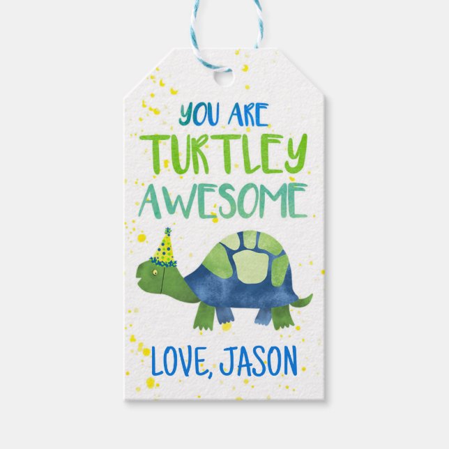 Turtley Awesome Turtle Valentine Gift Tags (Front)