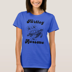 Turtley Awesome, Turtle with Flowers T-Shirt