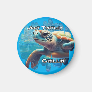 Turtley Chillin' Sea Turtle Close-Up Peaceful Vibe Magnet