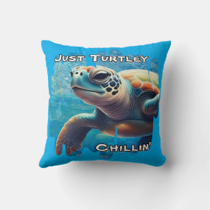 Turtley Chillin' Sea Turtle Close-Up Peaceful Vibe Throw Pillow
