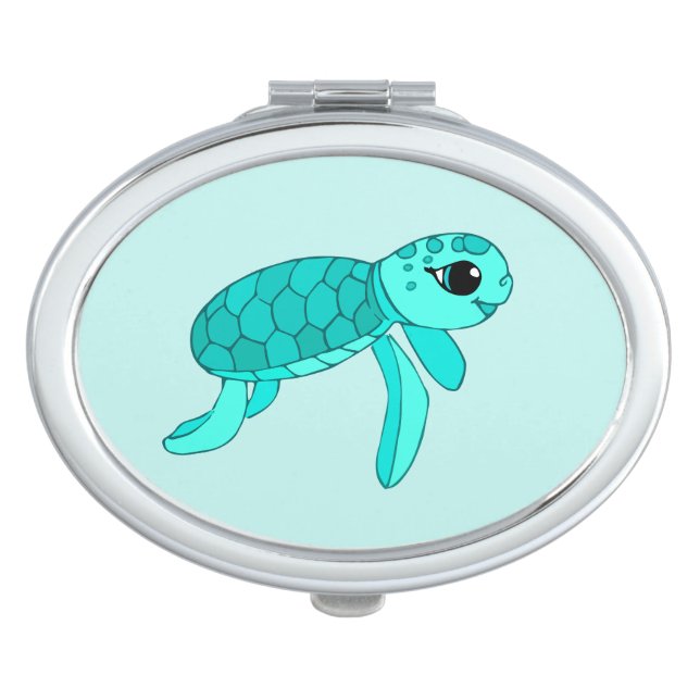 Turtley cool baby sea turtle compact mirror (Front)