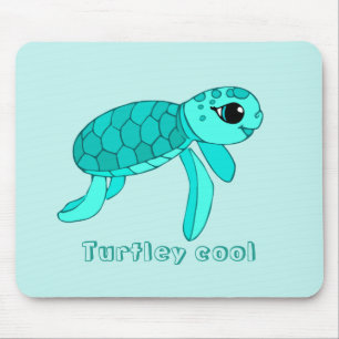 Turtley cool baby sea turtle mouse pad