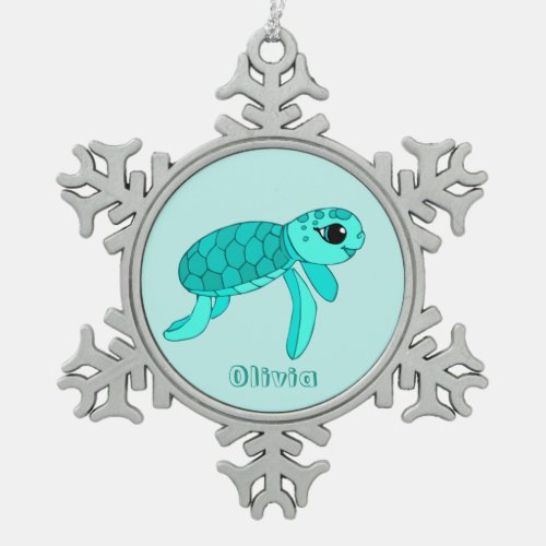 Turtley cool baby sea turtle ornament