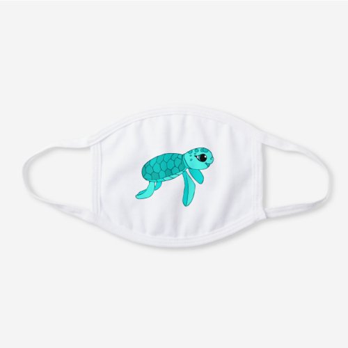 Turtley cool baby sea turtle white cotton face mask