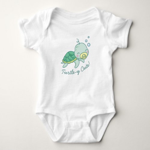 Turtley Cute Sea Turtle Baby Shower Kawaii Baby Bodysuit