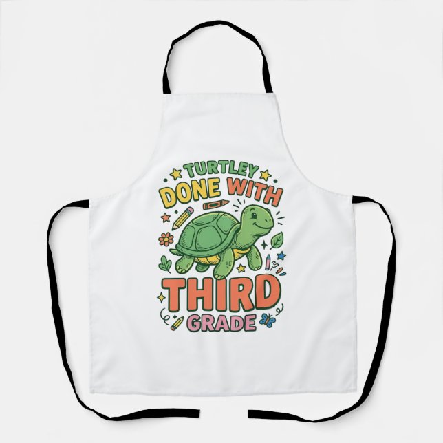 Turtley Done With Third Grade Turtle School Shirt_ Apron (Front)
