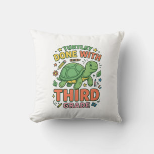 Turtley Done With Third Grade Turtle School Shirt_ Throw Pillow