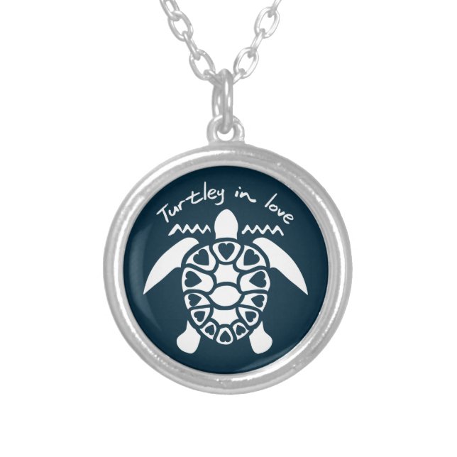 Turtley In Love - Turtle Silver Plated Necklace (Front)