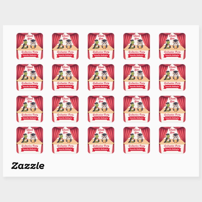 "Turtley Wise: A Graduation Owl-stravaganza!" Square Sticker (Sheet)