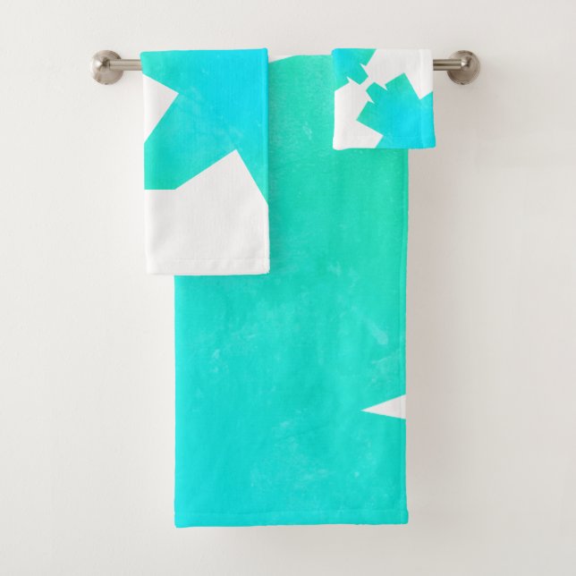 Turuqoise Green Blue Abstract Art Bath Towels (Insitu)