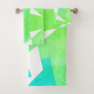Turuqoise Green Blue Abstract Art Bath Towels