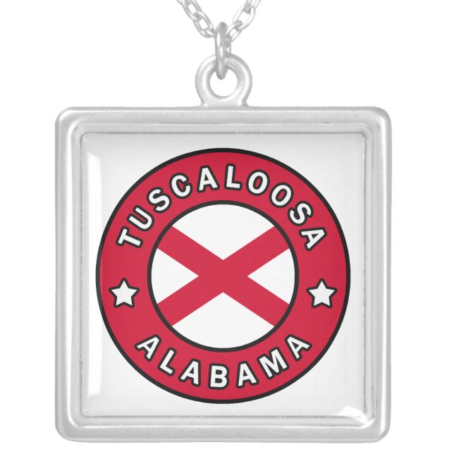 Tuscaloosa Alabama Silver Plated Necklace (Front)