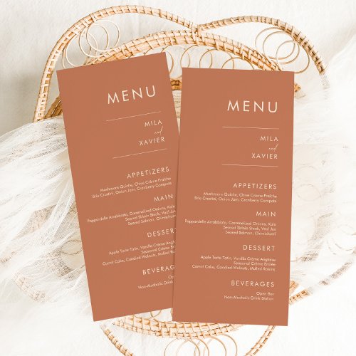 Tuscan Amber  Modern Minimal Wedding Menu