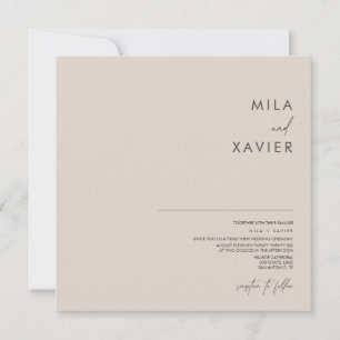 Tuscan Beige Modern Minimal Wedding Square Invitation