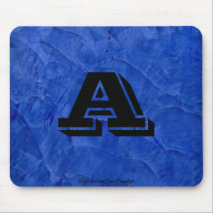 Tuscan Blue Faux Finish Monogram Mouse Pad