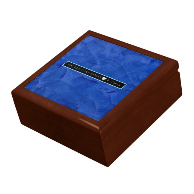 Tuscan Blue Venetian Plaster Custom Family Gift Box (Side)