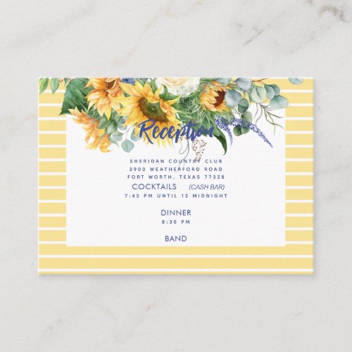 Tuscan Blue  Yellow Sunflower Wedding Enclosure Card