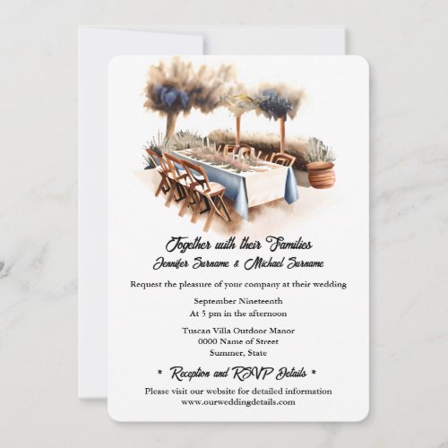 Tuscan boho outdoor summer wedding chic invitation