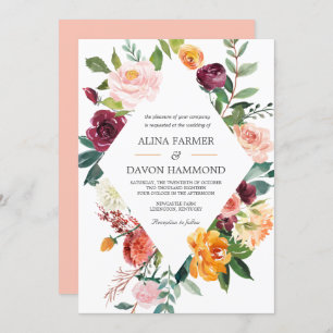 Tuscan Botanical Floral Frame Wedding Invitation