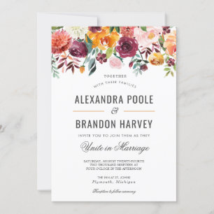 Tuscan Botanical Modern Floral Wedding Invitation