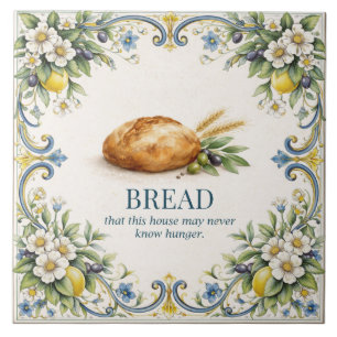 Tuscan Bread Kitchen Blessing Mediterranean Ceramic Tile