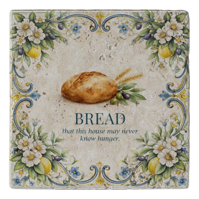 Tuscan Bread Kitchen Blessing Mediterranean Trivet (Front)