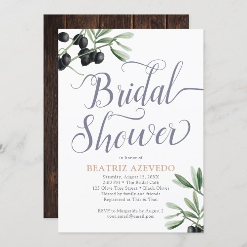 Tuscan Bridal Shower Italian Olive Branch Rustic Invitation