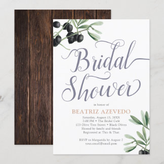 Tuscan Bridal Shower Italian Olive Branch Rustic Invitation