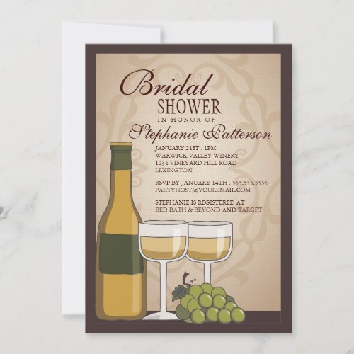 Tuscan Bridal Shower Wine Themed Invitation