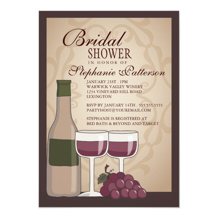 Tuscan Bridal Shower Wine Themed Invitation | Zazzle