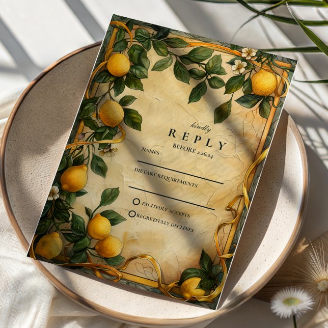 Tuscan Citrus Floral Wedding RSVP Card (Creator Uploaded)