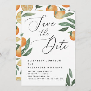 Tuscan Citrus Wedding Elegant Script Orange Save The Date