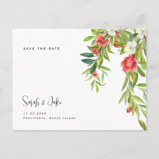 Tuscan Colorful & Simple Wedding Save the Date  Postcard (Front)