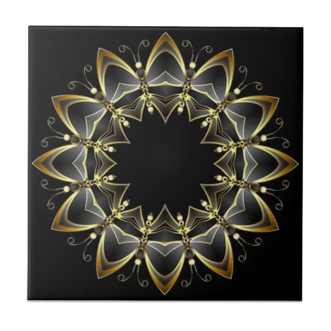 Tuscan Colors Gold/Black Kitchen Backsplash ~ 04  Ceramic Tile (Front)