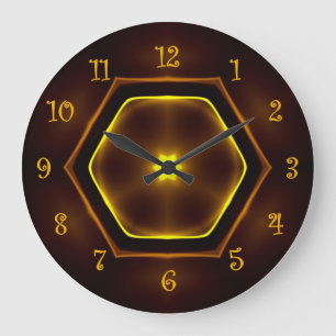 Tuscan Colors Gold, Maroon, Black Background ~ Large Clock