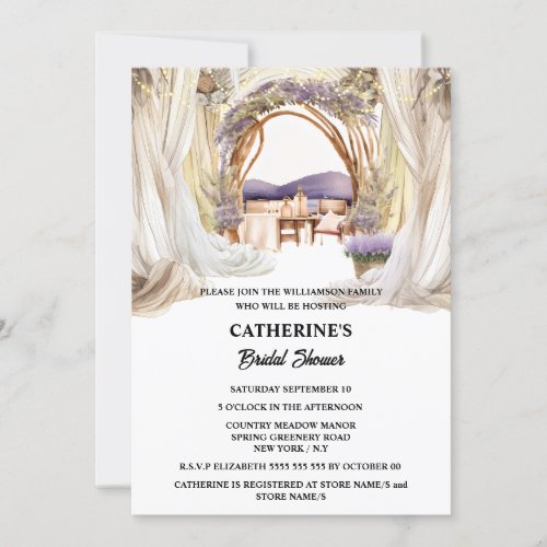 Tuscan country lavender elegant vineyard dining invitation