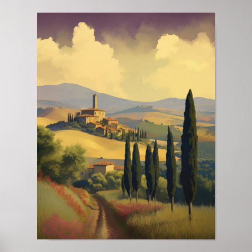 Tuscan countryside landscape poster