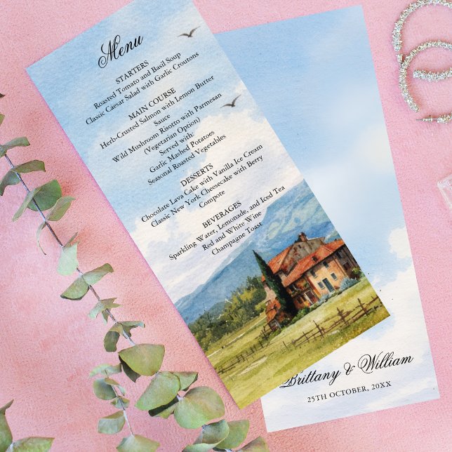 Tuscan Countryside Nature Landscape Wedding  Menu (Creator Uploaded)