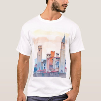 Tuscan Dreams: San Gimignano Watercolor T-Shirt
