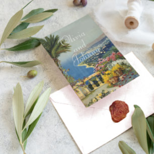 Tuscan Elegant Mediterranean Theme Wedding Invitation