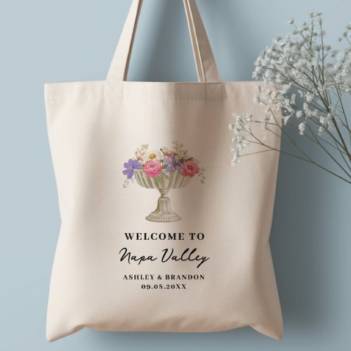 Tuscan Floral Hotel Wedding Welcome Tote Bag