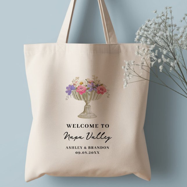 Tuscan Floral Hotel Wedding Welcome Tote Bag (Creator Uploaded)