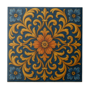 Tuscan Floral Style Ceramic Tile
